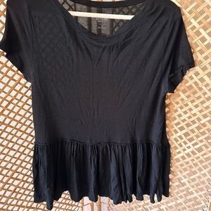 Mossimo Supply Co. Black Ruffled Peplum T-Shirt